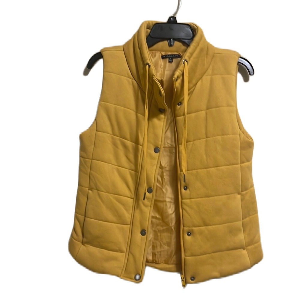 STACCATO, Button Down, Tie Up, Fleece Vest, Mustard Yellow, Size Small